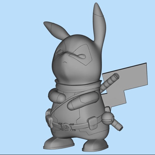 皮卡丘版死侍卡通3D打印模型
