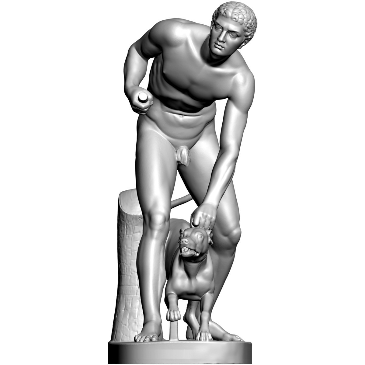 古希腊雕塑 亨特与狗