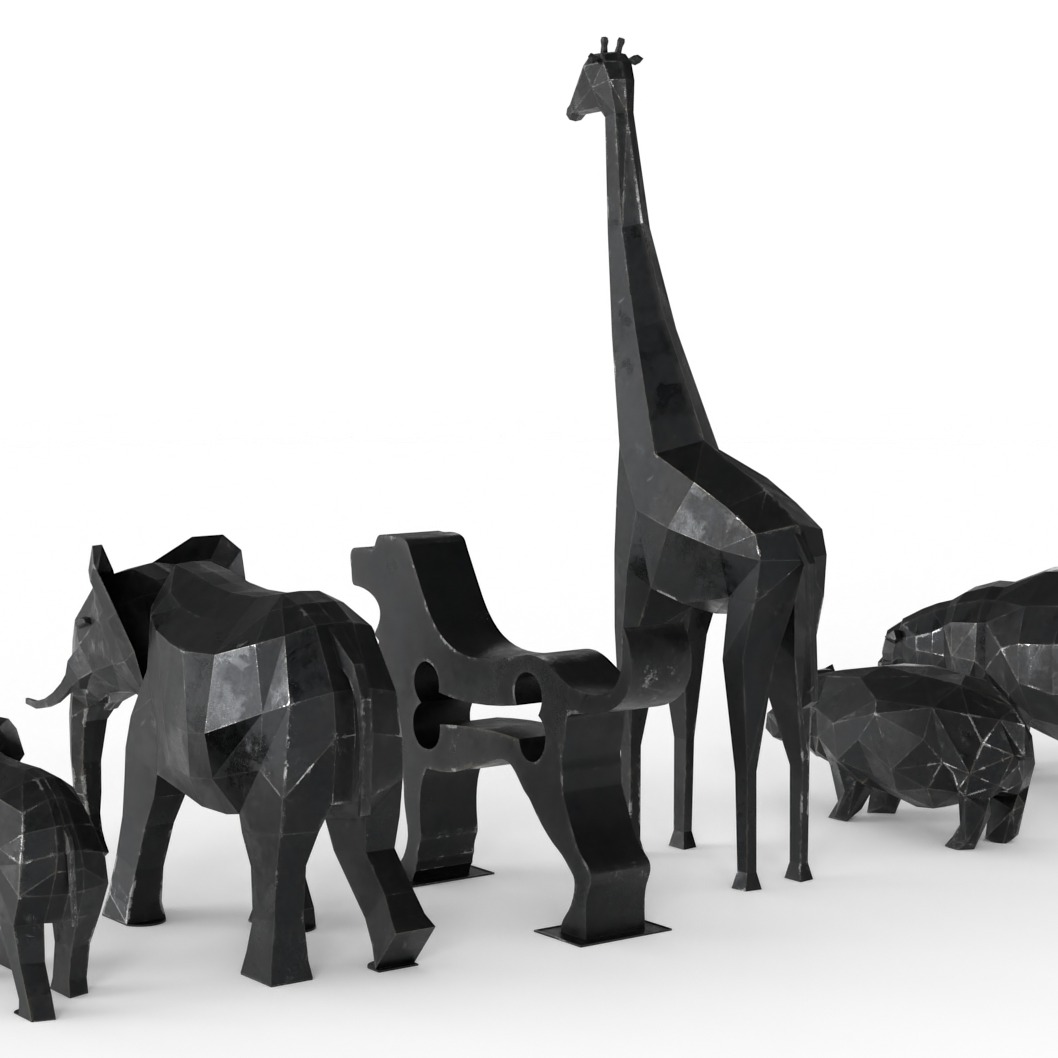 3D模型-非洲动物 几何面片3D打印模型