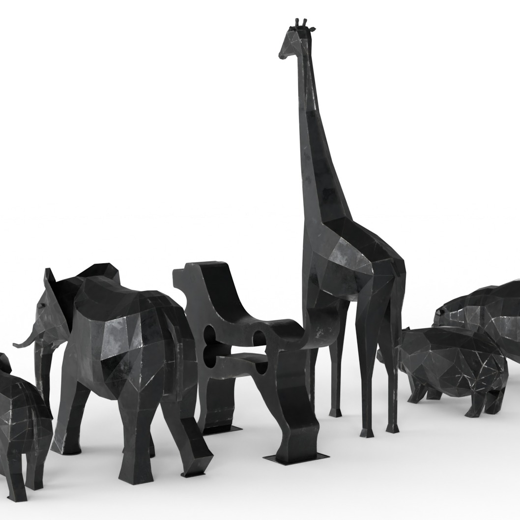 非洲动物 几何面片3D打印模型