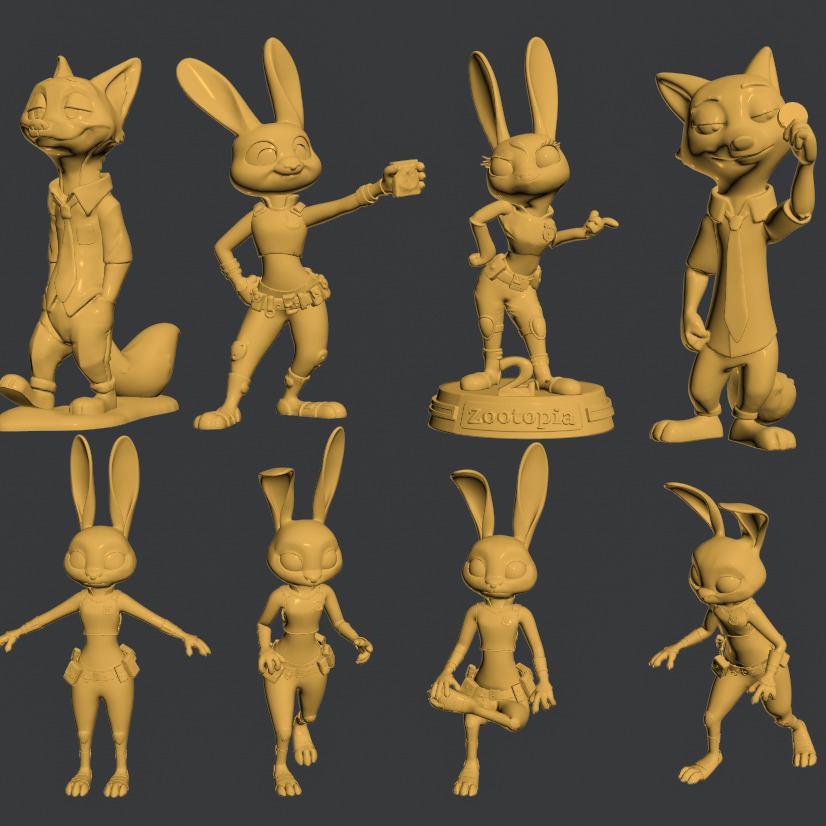 3D模型-疯狂动物城兔朱迪狐狸尼克 3D模型