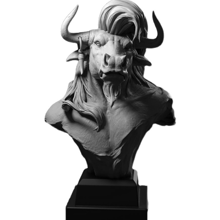 3D模型-牛头雕塑动物模型