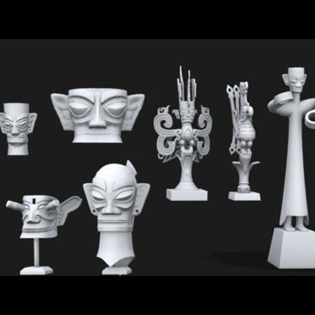 3D模型-三星堆青铜器面具合集模型 3D打印