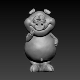 3D模型-卡通猪站着抹嘴