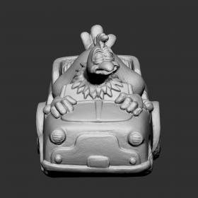 3D模型-汽车顶上的小鸡