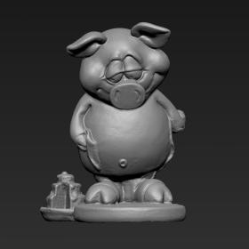 3D模型-称体重的猪