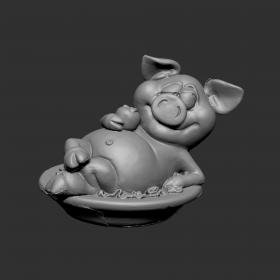 3D模型-躺盘子里的卡通猪