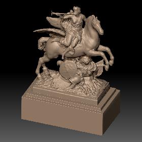 卢浮宫骑飞马吹号角的战士石膏雕塑