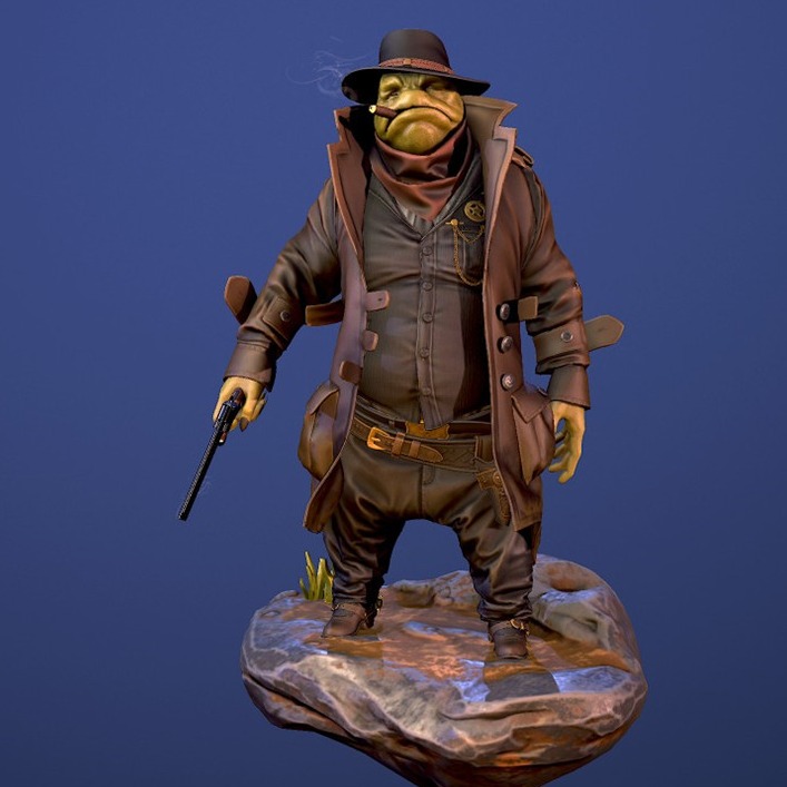 蛤蟆青蛙牛仔警官 3D 打印模型