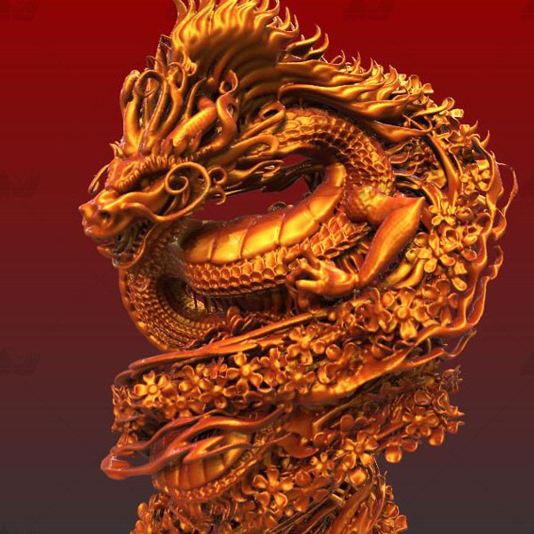 镂空樱花中国龙（高精3D打印模型）