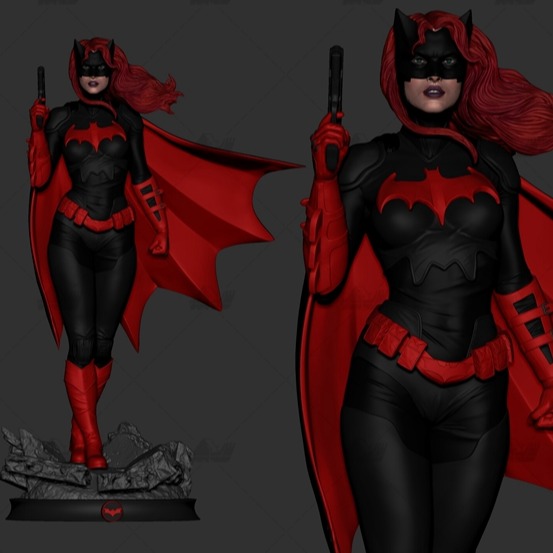 蝙蝠女[文件白胚]3D打印模型数据stl人物手办