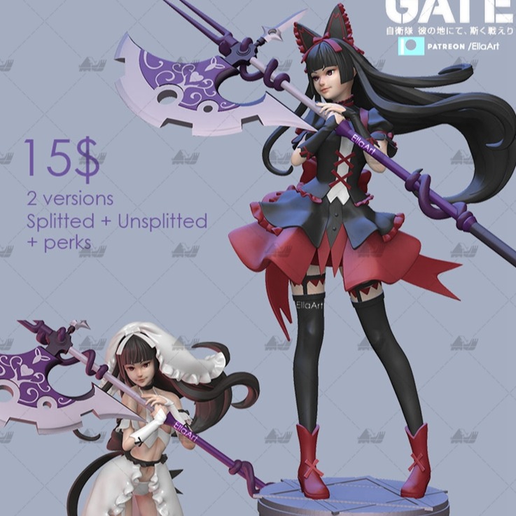 死神萝莉[文件白胚]3D打印模型数据stl人物手办