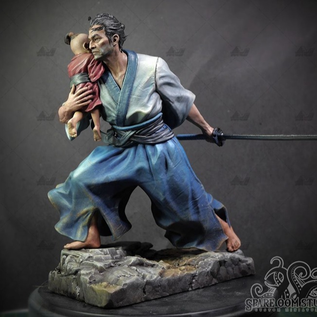 孤狼只狼日本武士[文件白胚]3D打印模型数据stl人物手办