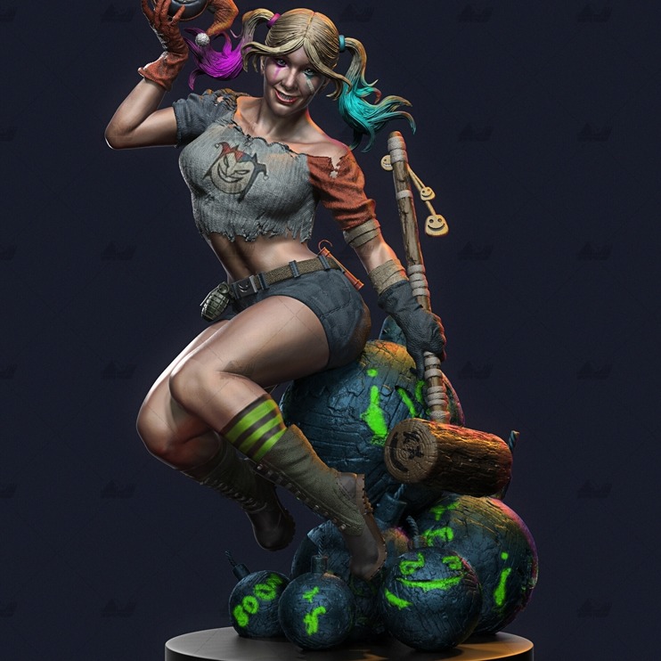 小丑女高精高细节3D打印模型stl数据文件白胚人物手办