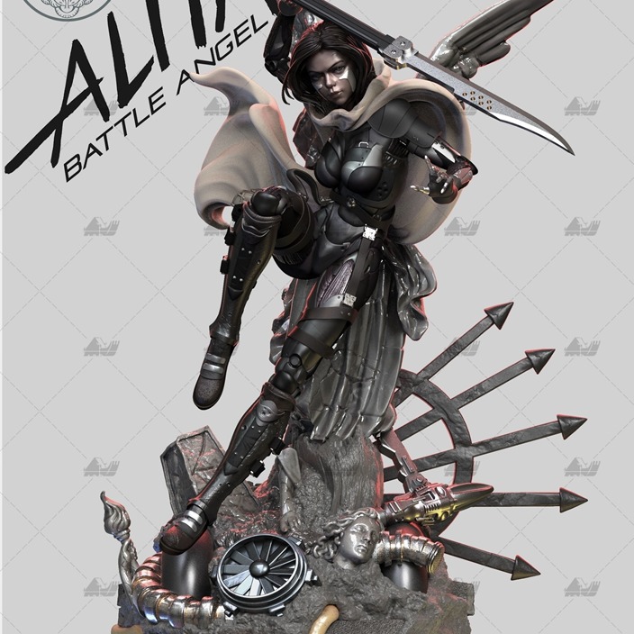 Alita阿丽塔 漫画天使版3D打印模型stl数据文件人物手办
