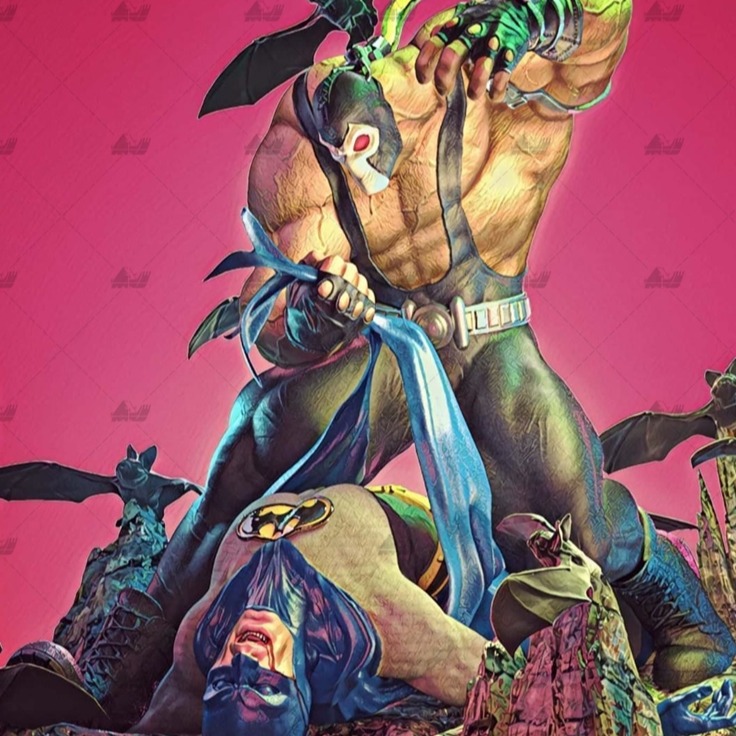 贝恩痛扁蝙蝠侠 3D打印模型stl数据文件白胚人物手办