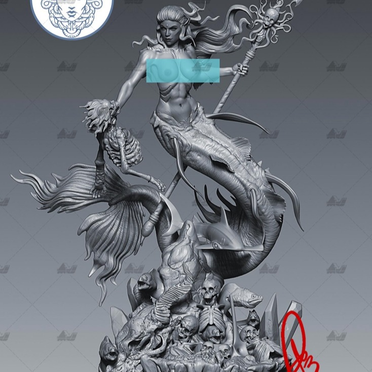 美人鱼[海妖超高精度]3D打印模型stl数据文件白胚人物手办