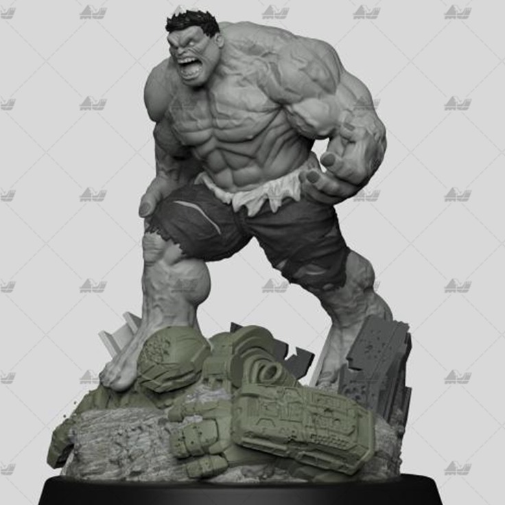 汉克绿巨人最新版[文件白胚]3D打印模型数据stl人物手办