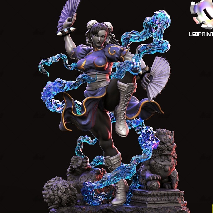 春丽双头版中国风 街霸3D打印模型stl数据文件人物手办