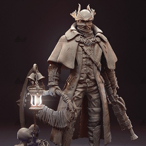 [血源诅咒血渍猎人]3D打印模型stl数据文件白胚人物手办