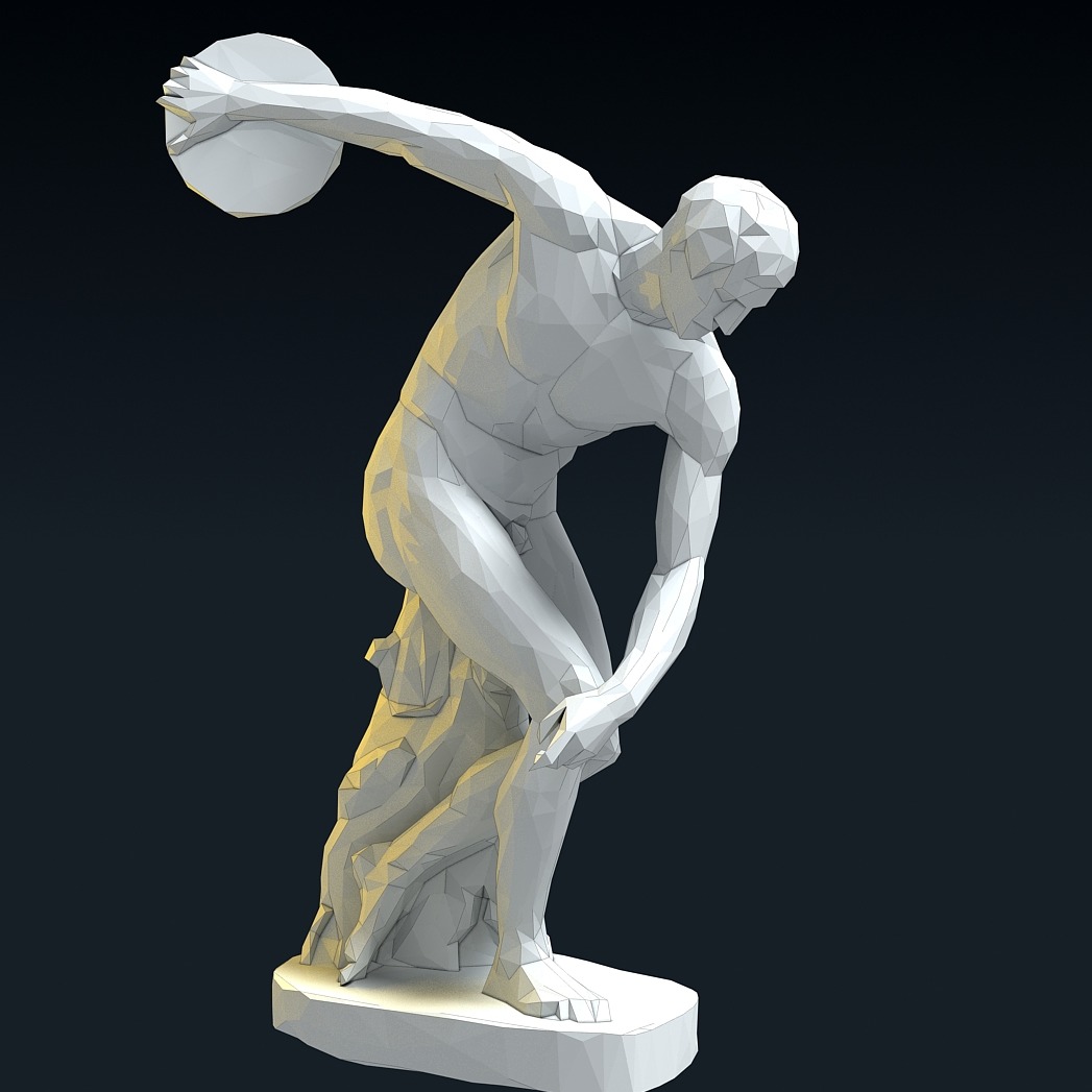 掷铁饼者 几何块版 3D打印模型 Discobolus