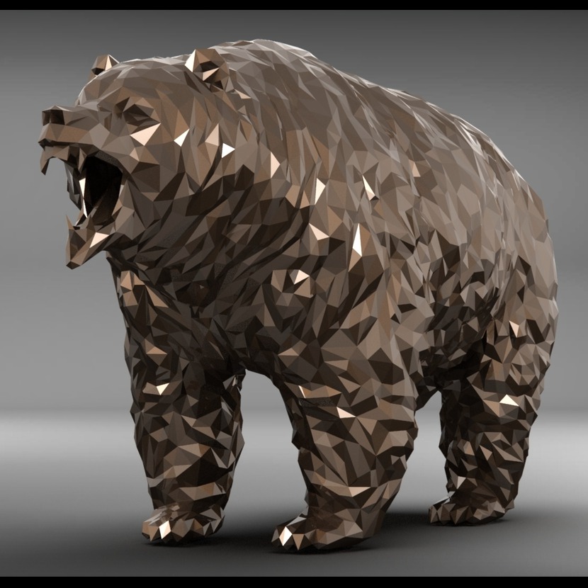 几何版 熊 3D打印模型
