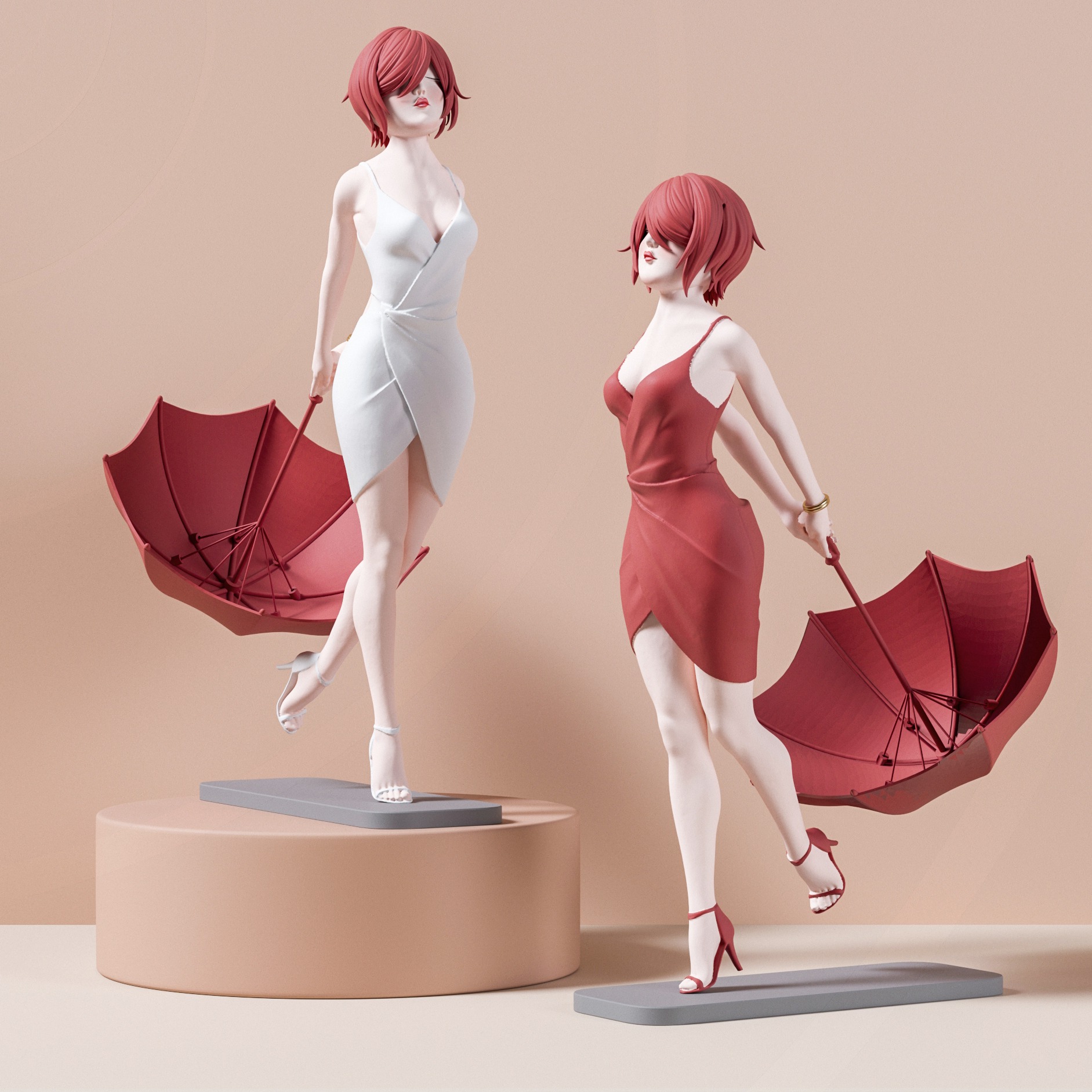 女孩玩具 打伞女孩 3D模型